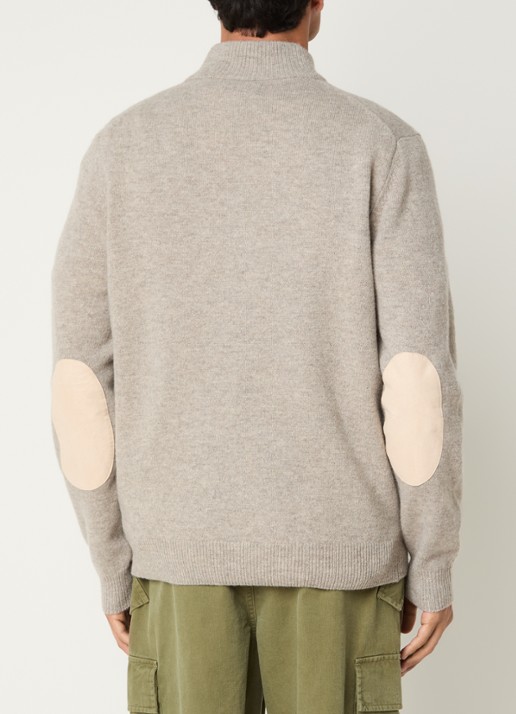 Barbour Essential fijngebreide trui van wol met halve rits - achterkant 4 beige