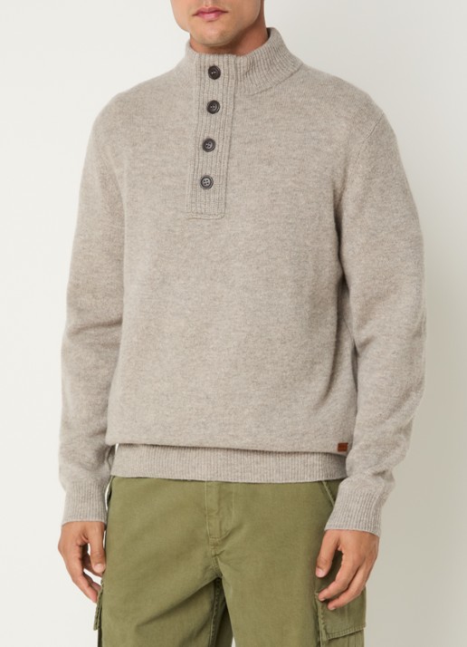 Barbour Essential fijngebreide trui van wol met halve rits