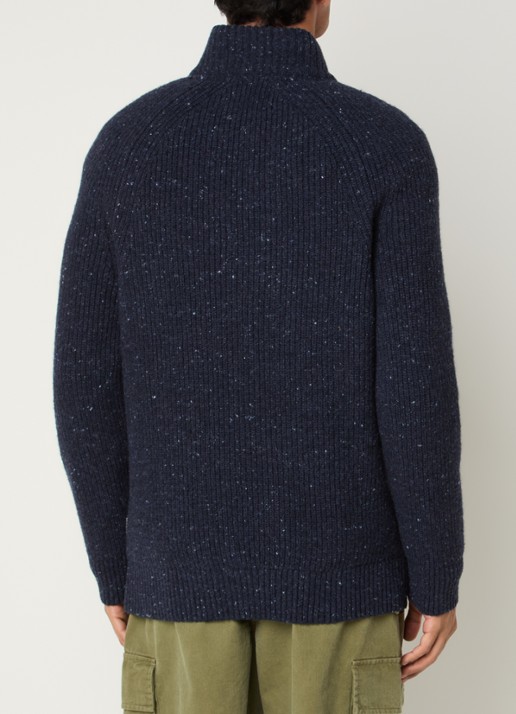 Barbour Essentials grofgebreide trui in wolblend - achterkant 3 donkerblauw