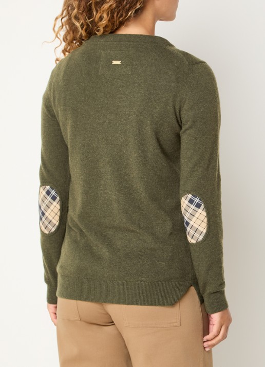 Barbour Fijngebreide pullover - achterkant 2 olijfgroen