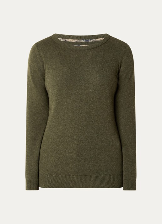 Barbour Fijngebreide pullover - voorkant 3 olijfgroen