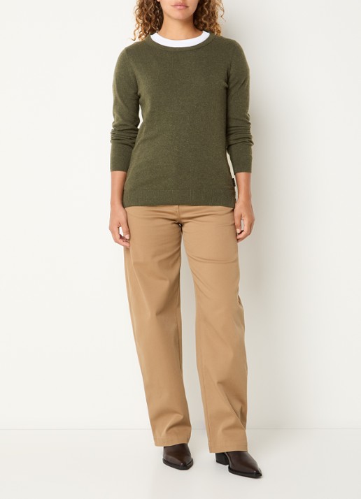 Barbour Fijngebreide pullover - voorkant 4 olijfgroen