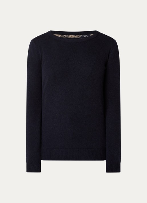 Barbour Fijngebreide pullover - voorkant 3 donkerblauw