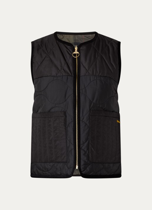 Barbour Gewatteerde bodywarmer met opgestikte zakken - voorkant zwart