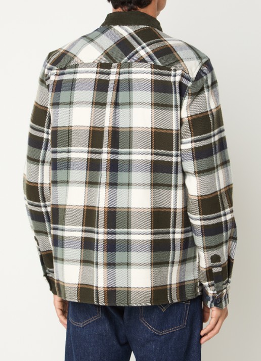 Barbour Grasmoor overshirt met ruitdessin en borstzakken - achterkant 4 olijfgroen