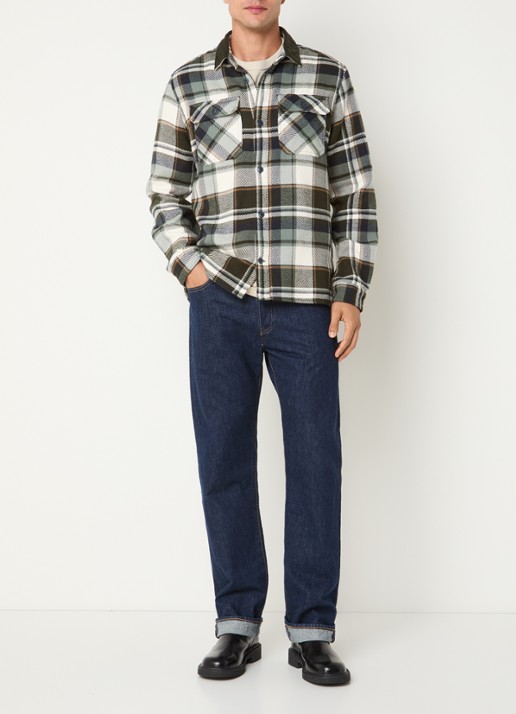 Barbour Grasmoor overshirt met ruitdessin en borstzakken - voorkant 2 olijfgroen