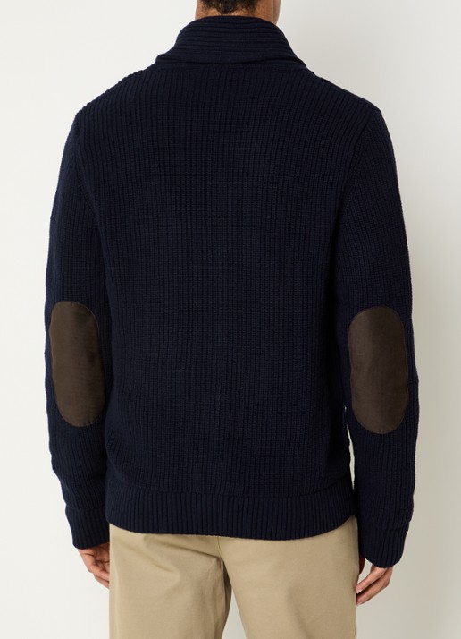 Barbour Grofgebreid vest met opgestikte zakken - achterkant 4 donkerblauw
