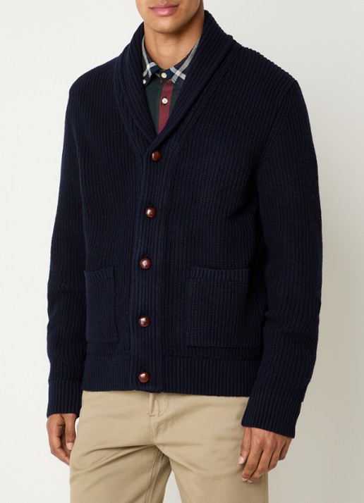 Barbour Grofgebreid vest met opgestikte zakken - detail 3 donkerblauw