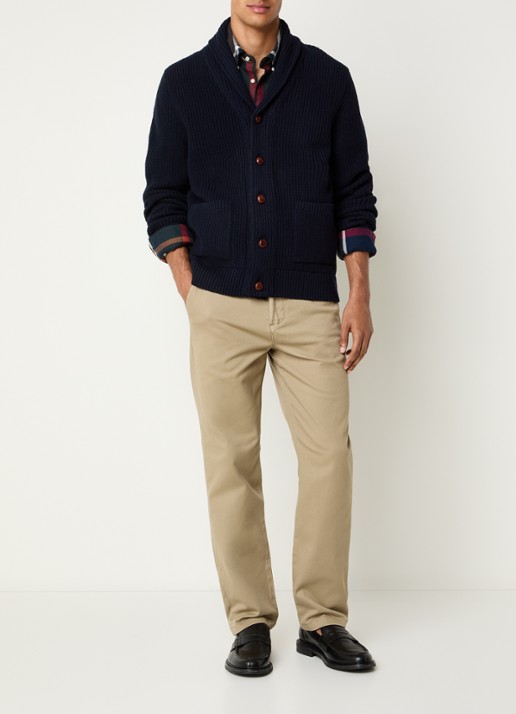 Barbour Grofgebreid vest met opgestikte zakken - voorkant 2 donkerblauw