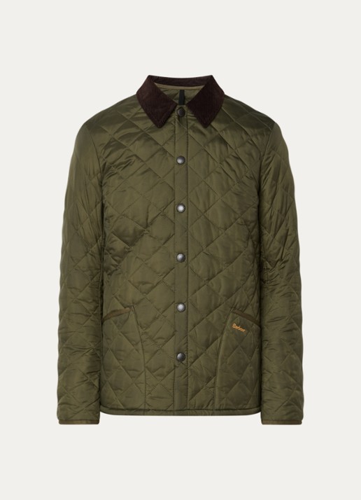 Barbour Heritage Liddesdale barn jack met quilt patroon - voorkant olijfgroen