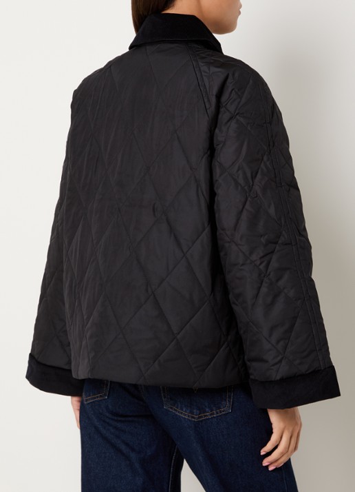 Barbour Kilnwick A-lijn barn jack met quilt patroon - achterkant zwart