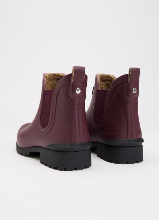 Barbour Kirkton regenlaars met ruitdessin en logo - achterkant 4 bordeauxrood