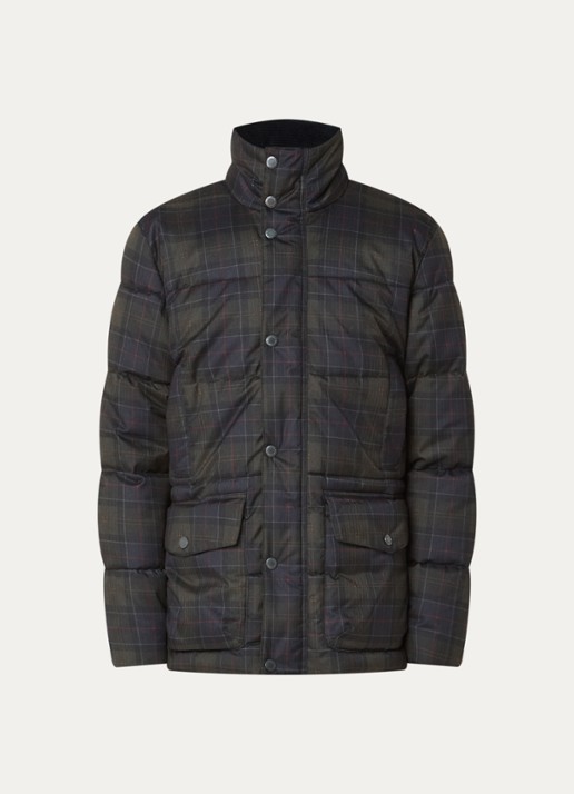 Barbour Lonnen pufferjack met ruitdessin en klepzakken - voorkant 3 groen
