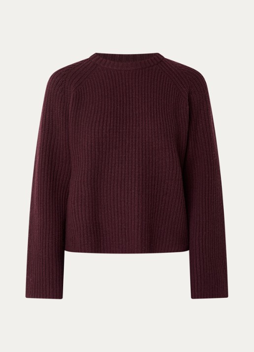 Barbour Renata grofgebreide trui - voorkant 3 donkerrood