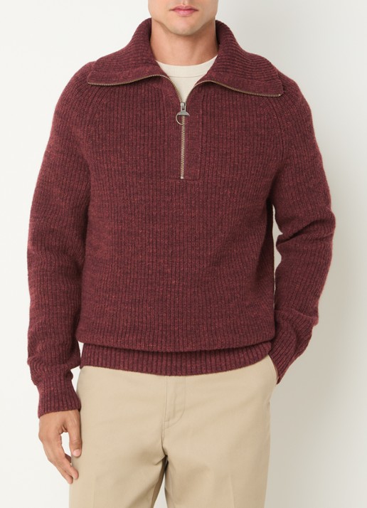 Barbour Riggbay grofgebreide trui van wol met halve rits