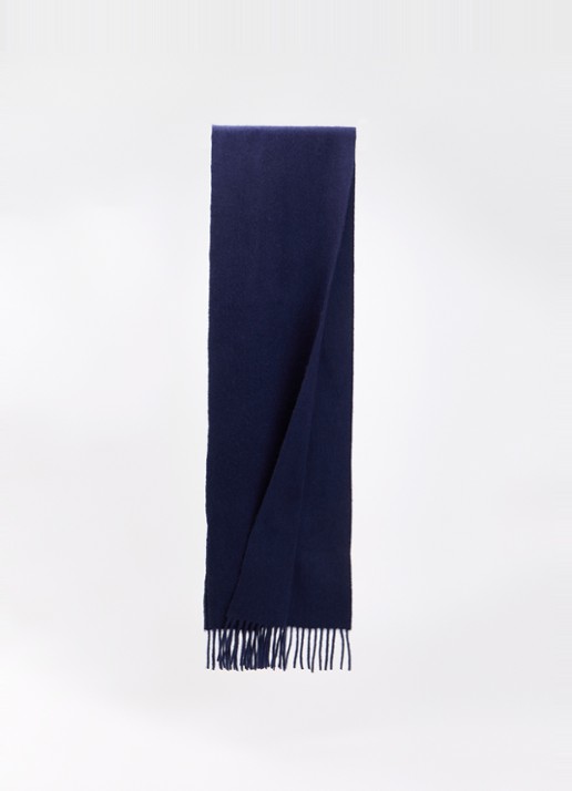 Barbour Sjaal van lamswol 25 x 180 cm  - detail 2 donkerblauw