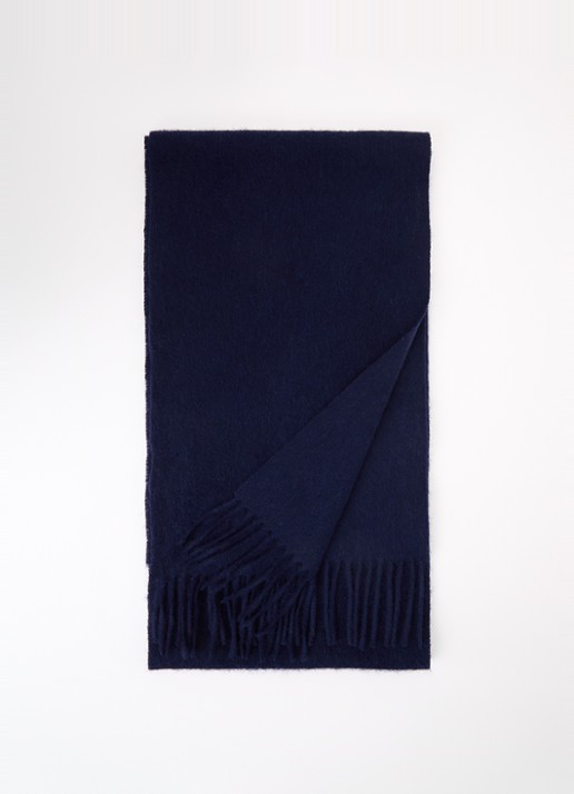 Barbour Sjaal van lamswol 25 x 180 cm  - voorkant donkerblauw