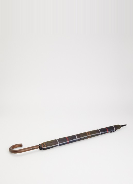 Barbour Tartan Walker paraplu met ruitdessin 72 x 92 cm - voorkant 2 bronsgroen