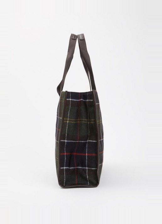 Barbour Turnberry shopper in wolblend met ruitdessin - detail 2 groen