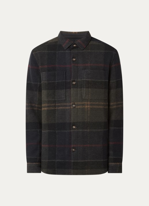 Barbour Woodlane overshirt met ruitdessin en borstzakken - voorkant 3 zwart