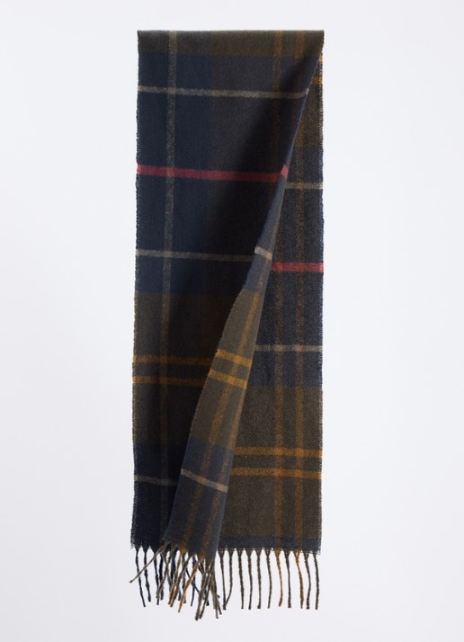 Barbour Yorklane tartan sjaal met ruitdessin 31 x 186 cm  - detail groen