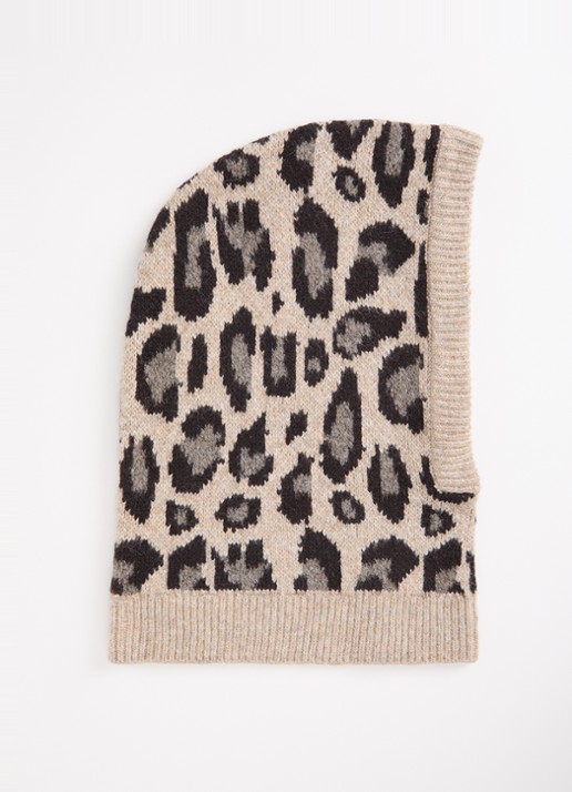 Barts Avelie balaclava in wolblend met panterprint