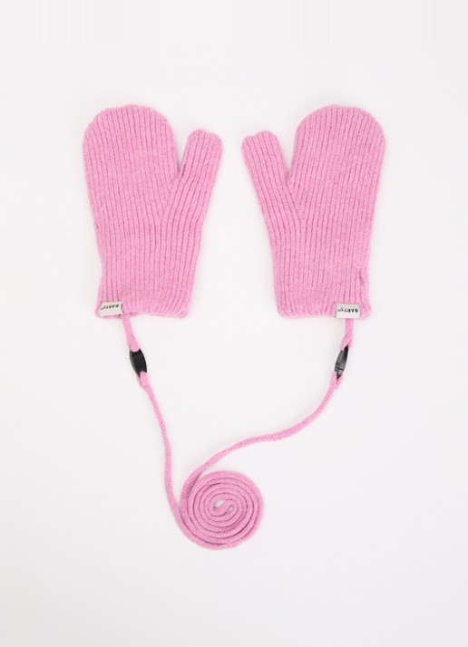 Barts Balsath ribgebreide wanten - voorkant roze