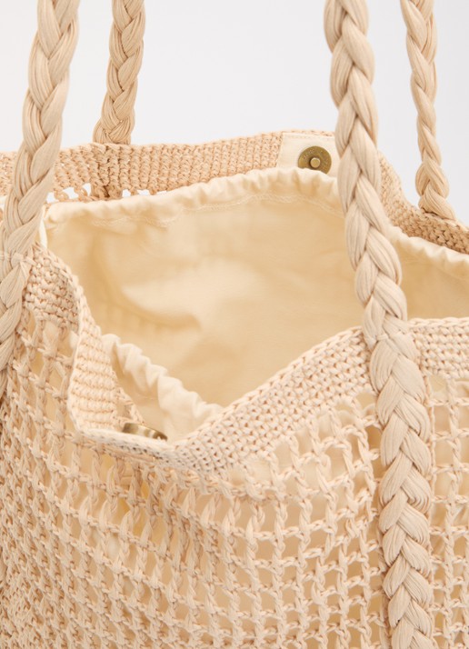 Barts Bloomzy shopper met gevlochten details - detail 2 creme