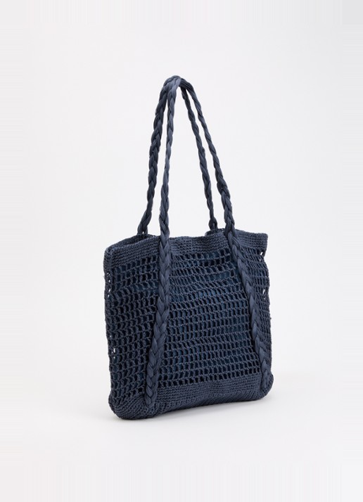 Barts Bloomzy shopper met gevlochten details - achterkant 5 donkerblauw