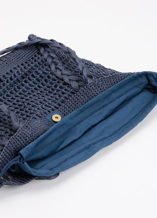 Barts Bloomzy shopper met gevlochten details - detail 2 donkerblauw