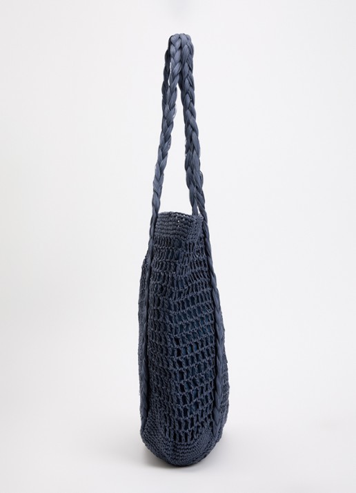 Barts Bloomzy shopper met gevlochten details - detail 3 donkerblauw