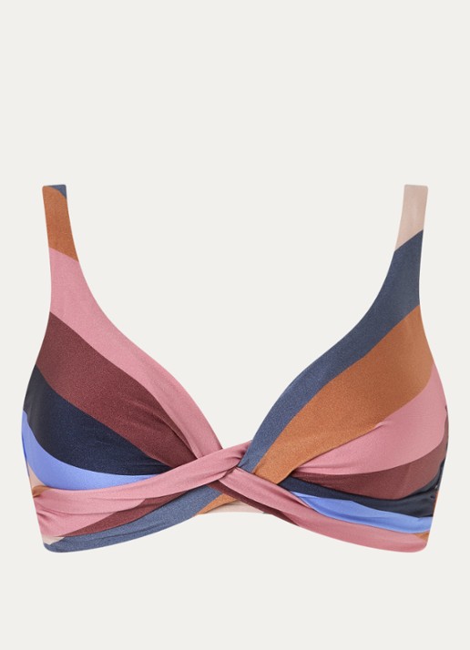 Barts Corangs bandeau bikinitop met streepprint - voorkant roze