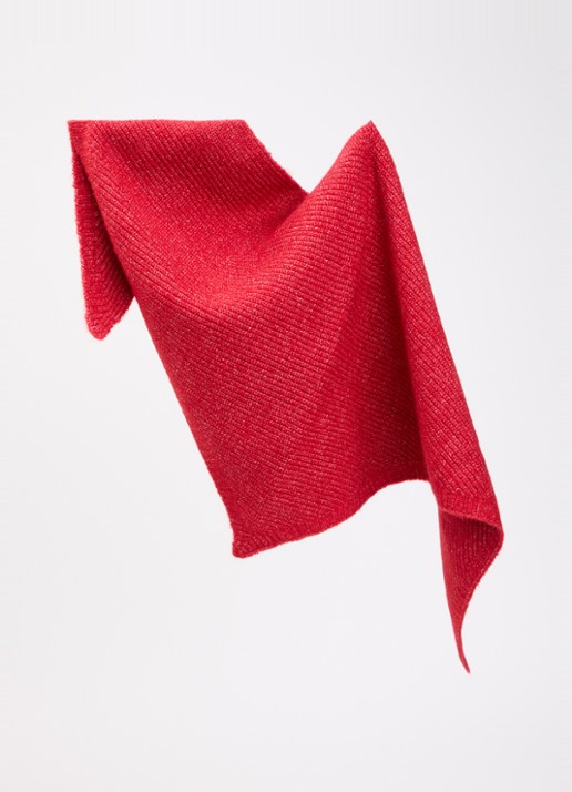Barts Darty ribgebreide sjaal in wolblend 100 x 40 cm - detail rood