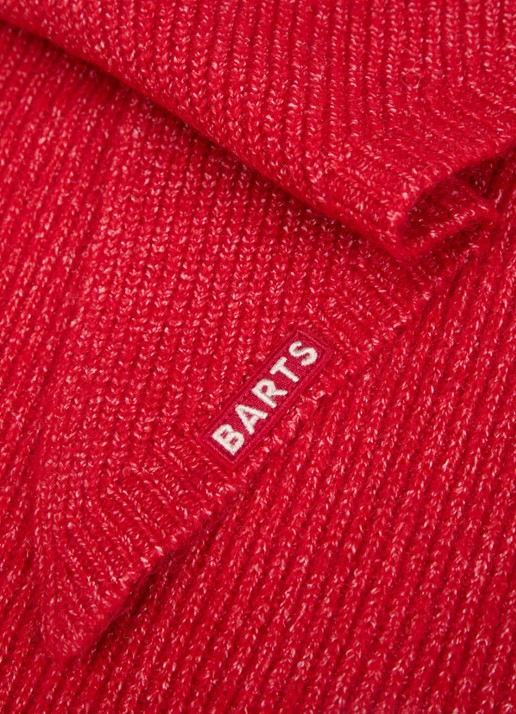 Barts Darty ribgebreide sjaal in wolblend 100 x 40 cm - detail 2 rood