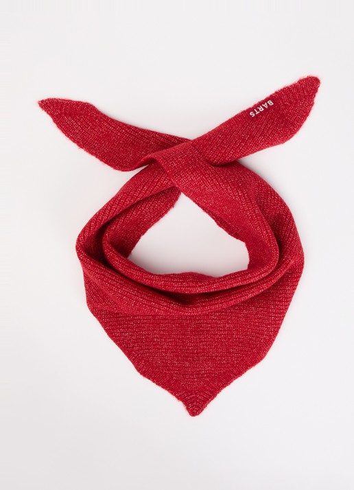 Barts Darty ribgebreide sjaal in wolblend 100 x 40 cm - voorkant 3 rood