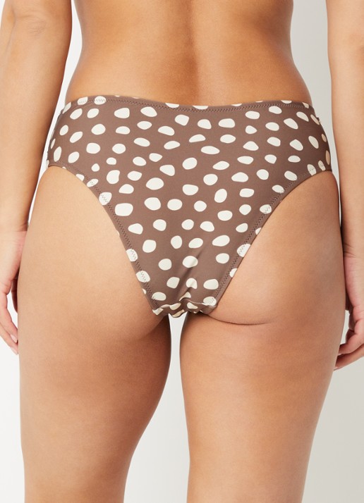 Barts Dauna high waisted bikinislip met stippenprint - achterkant lichtbruin