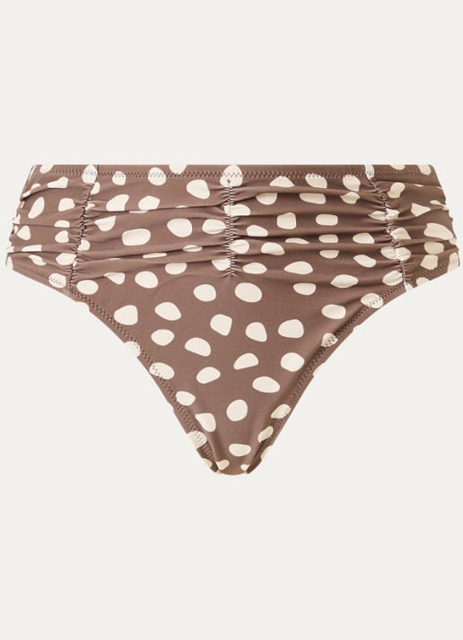 Barts Dauna high waisted bikinislip met stippenprint - voorkant 2 lichtbruin