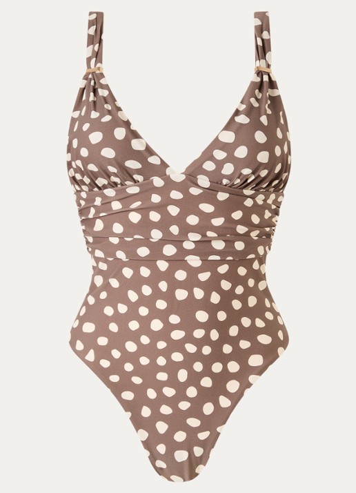 Barts Dauna plunge badpak met stippenprint - voorkant 3 beige