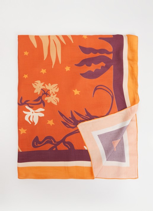 Barts Diegous sjaal met print 200 x 85 cm - voorkant bruin