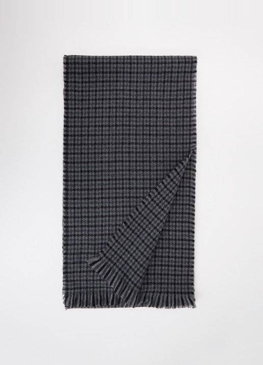 Barts Heirmish sjaal met ruitdessin 200 x 24 cm - voorkant 3 grijs
