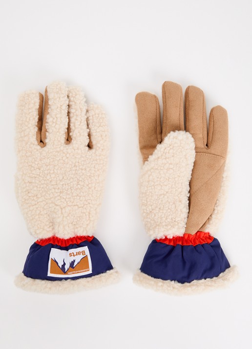 Barts Isafjord handschoenen van teddy met logo - voorkant gebroken wit