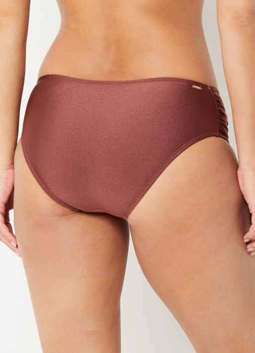 Barts Isla bikinislip met metallic finish - achterkant kastanjebruin