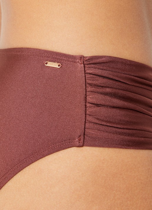 Barts Isla bikinislip met metallic finish - detail 5 kastanjebruin