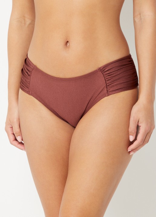 Barts Isla bikinislip met metallic finish - voorkant 3 kastanjebruin