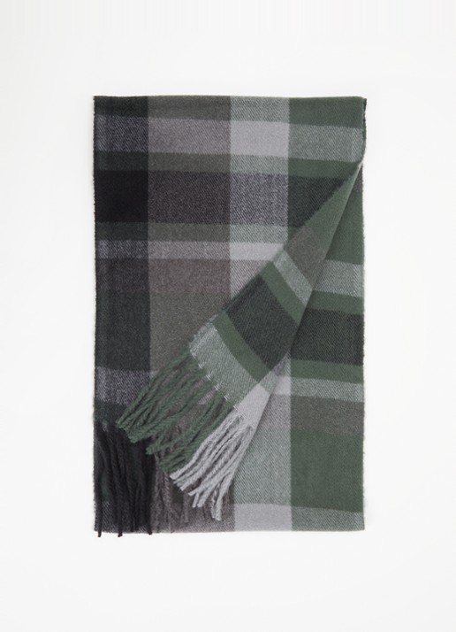 Barts Ketill fijngebreide sjaal met ruitdessin 180 x 30 cm - voorkant beige