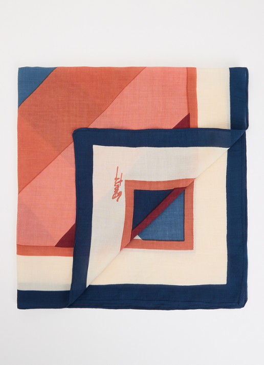 Barts Leylaf sjaal met print 62 x 62 cm - voorkant abrikoos