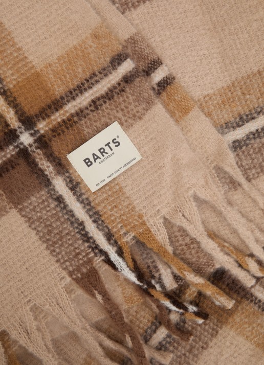 Barts Lorianti sjaal met ruitdessin 200 x 40 cm - detail 2 lichtbruin