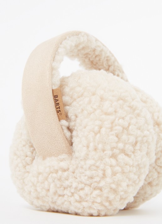 Barts Magpy oorwarmers van teddy  - voorkant 2 beige
