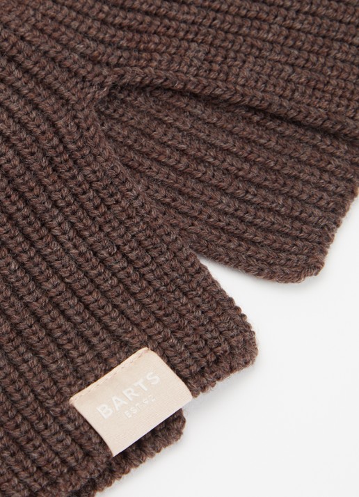 Barts Makalyn Small ribgebreide colsjaal van merino wol - detail bruin