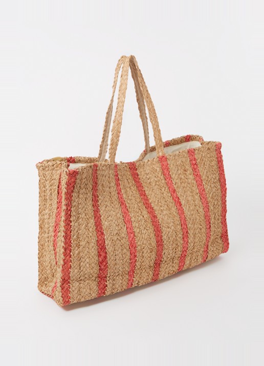 Barts Makemo shopper van raffia - achterkant donkerbeige